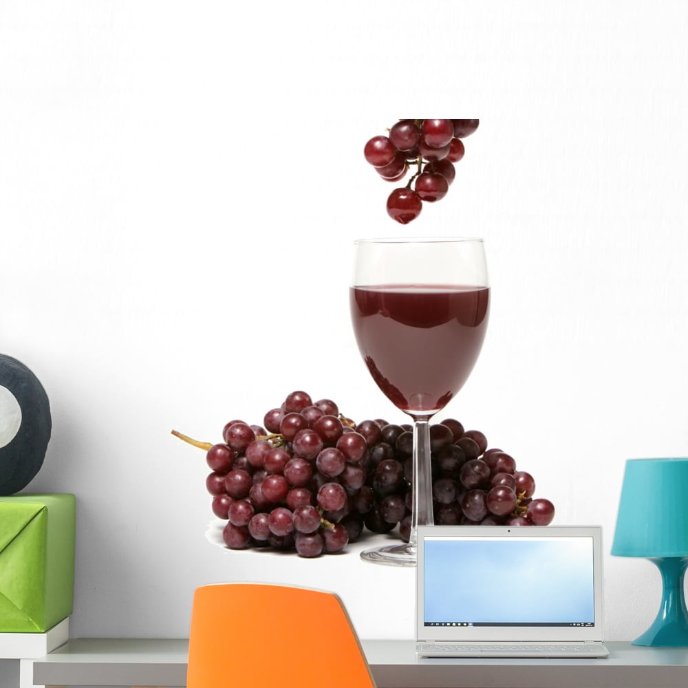 Red Grapes and Wine Wall Decal by Wallmonkeys Peel and Stick Graphic