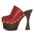 thumbnail image 3 of YDN Women Rivets Studded Platform Mules Slip on Spool High Chunky Heel Pumps Comfy Round Toe Party Casual Slides Size 9.5 Red, 3 of 4