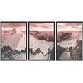 thumbnail image 3 of PixonSign Framed Wall Art Print Set Orange Sunset Snowy Mountains Nature Wilderness Photography Realism Rustic Scenic Relax/Calm Multicolor Ultra for Living Room, Bedroom, Office - 24"x36"x3 Black, 3 of 5