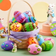 JOYIN 30 Pcs 3.15Inch Printed Jumbo Plastic Eggs for Easter Egg Hunt Event, Easter Basket Stuffers, Party Favor Goodie Bags, Scene and Decoration, School Parties Prizes, School Classroom Rewards