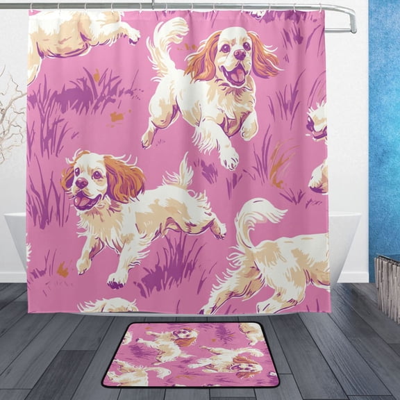 BZSMCE Shower Curtain and Bath Accessory Set,Bubbly Spring Pattern