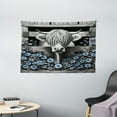 thumbnail image 2 of Ambesonne Rustic Tapestry Wall Hanging, Monochrome Farmhouse Cow, 60"x40", Grey Black and Blue, 2 of 3