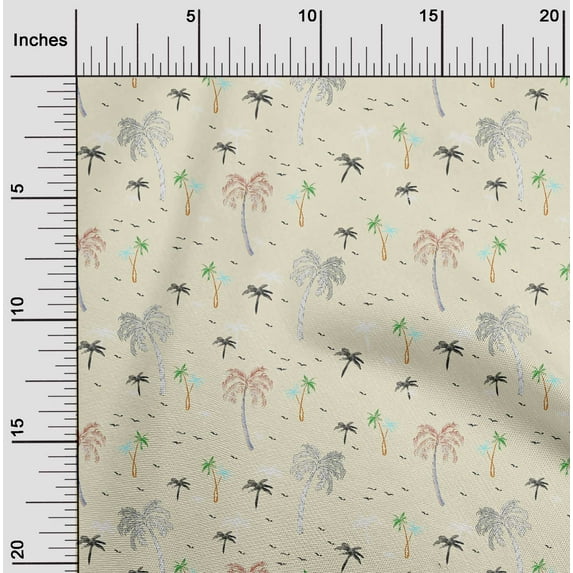oneOone Viscose Jersey Fabric Bird & Palm Tree Print Sewing Fabric BTY 60 Inch Wide