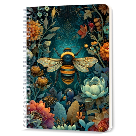 Spiral Notebook Double-Wire Spiral College Lined Journal Notebook for Study and Notes,100 Pages,5.71x 8.26in - Bee