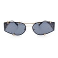 thumbnail image 2 of Womens Side Visor Retro Hipster Rimless Taper Rectangle Metal Rim Sunglasses Gold - Black, 2 of 5