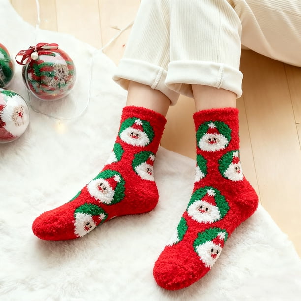 Hogar y cocina, Decoración del hogar, Decoración navideña, Medias navideñas Medias rojas de otoño e invierno Regalo para el hogar Temporada linda, Calcetines de lana coral