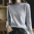 thumbnail image 2 of DHFJKG Women Knit Sweater Half Turtleneck Classic Fit Solid Color Pullover Sweater For Autumn Winter Long Sleeve Mockneck Lightweight Versatile Tops, 2 of 5