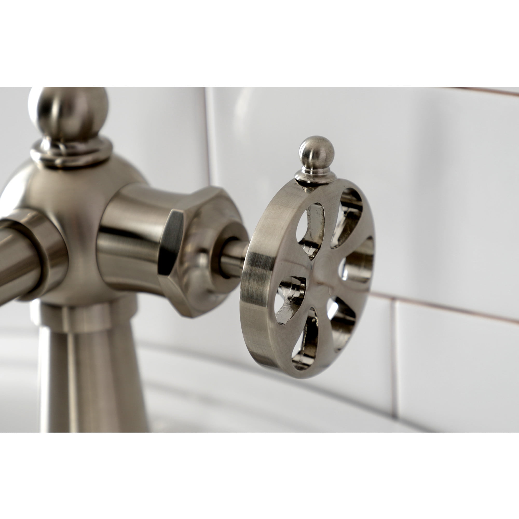 Kingston Brass KS3548RX Belknap One-Handle Single-Hole Bathroom Faucet with Push Pop-Up Drain, Brushed Nickel
