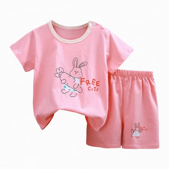 mgoYE Infant Girl Outfits Infant Toddler Baby Boy Clothes Outfits,2 Pieces Cute Summer Short Sleeves T-Shirt Tops Shorts Set 6M-3T|Pink 3-4 Years
