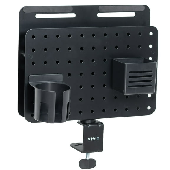 VIVO Steel Clamp-on Rotating Pegboard with Laptop Holder, Magnetic Organizer
