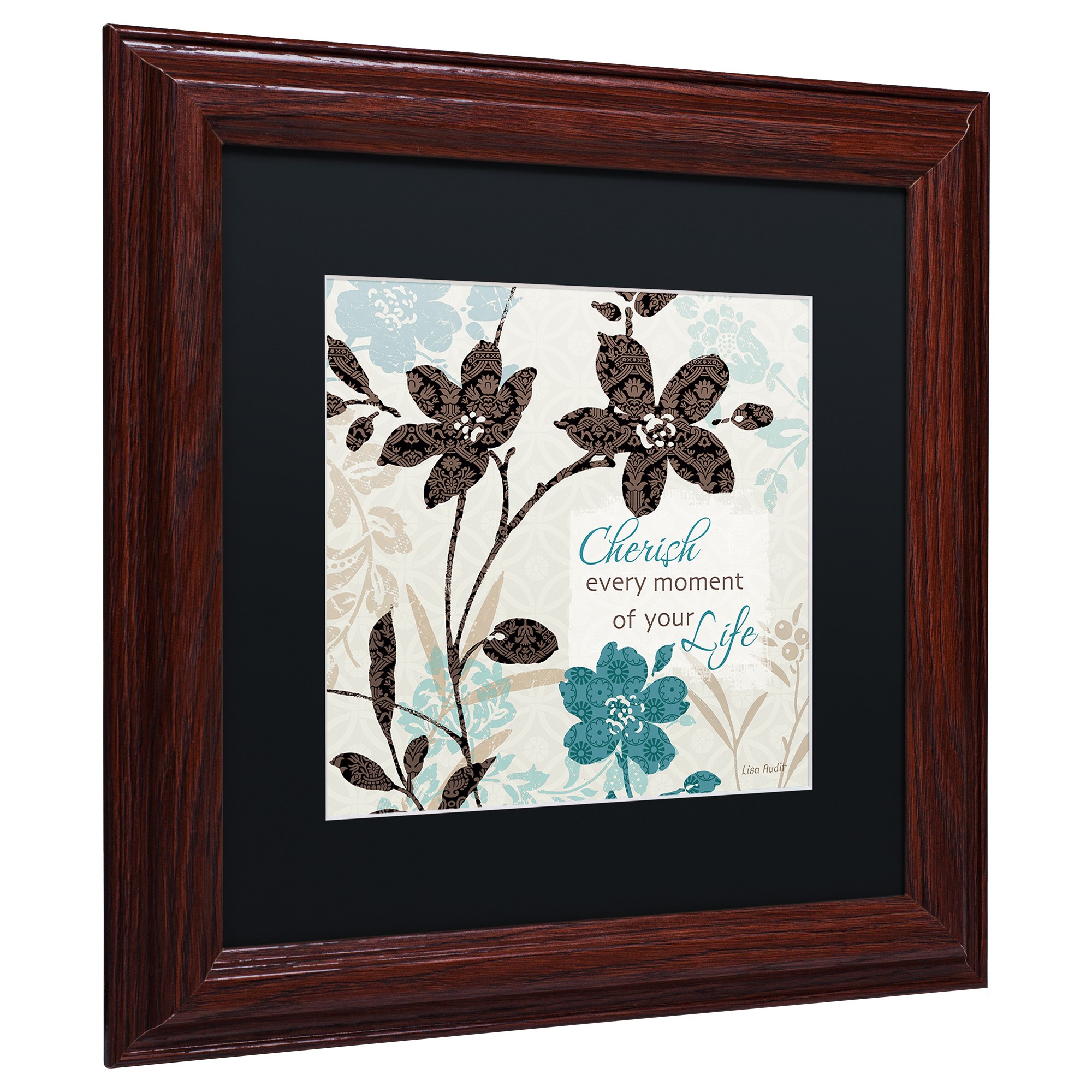 Trademark Fine Art "Botanical touch Quote I" Canvas Art by Lisa Audit, Black Matte, Wood Frame