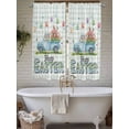 thumbnail image 4 of Easter Eggs Bathroom Window Curtain, Tulip Green Plaid Spring Bunny Butterfly Flower Light Filtering Coffee Kitchen Curtains, Bedroom Living Room Curtains 2 Panel 84"x63", 4 of 6