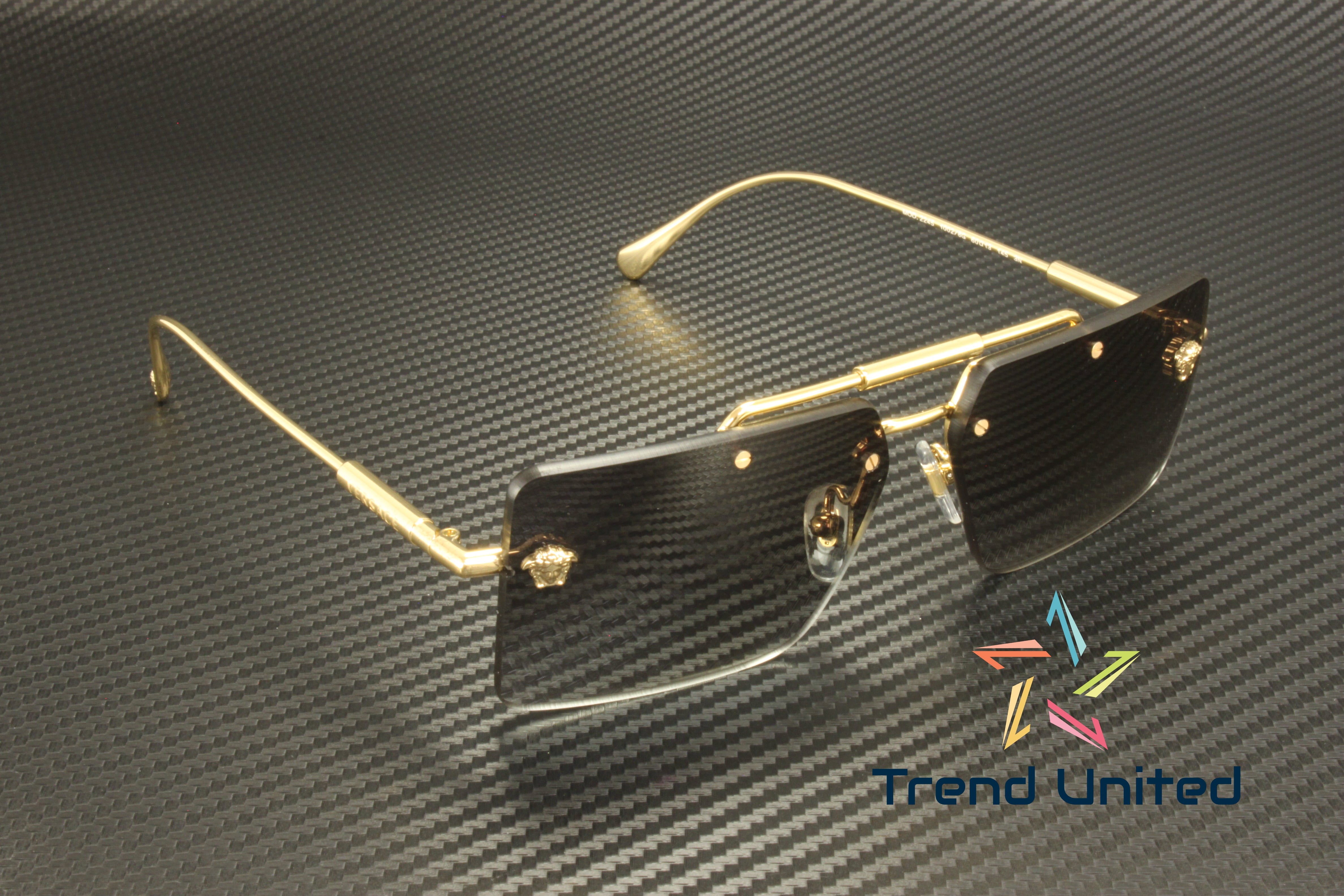 Versace VE 2245 Metal Womens Rimless Sunglasses Gold 60mm Adult