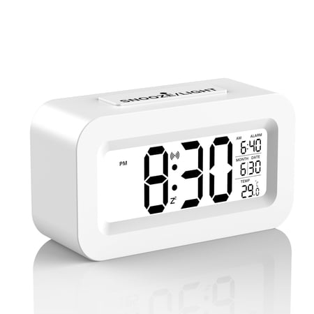 GUPUP Square Digital Alarm Clocks, USB Charging Bedside Clock for Heavy Sleepers, Large Display, Temperature for Bedroom, Living Room, Office