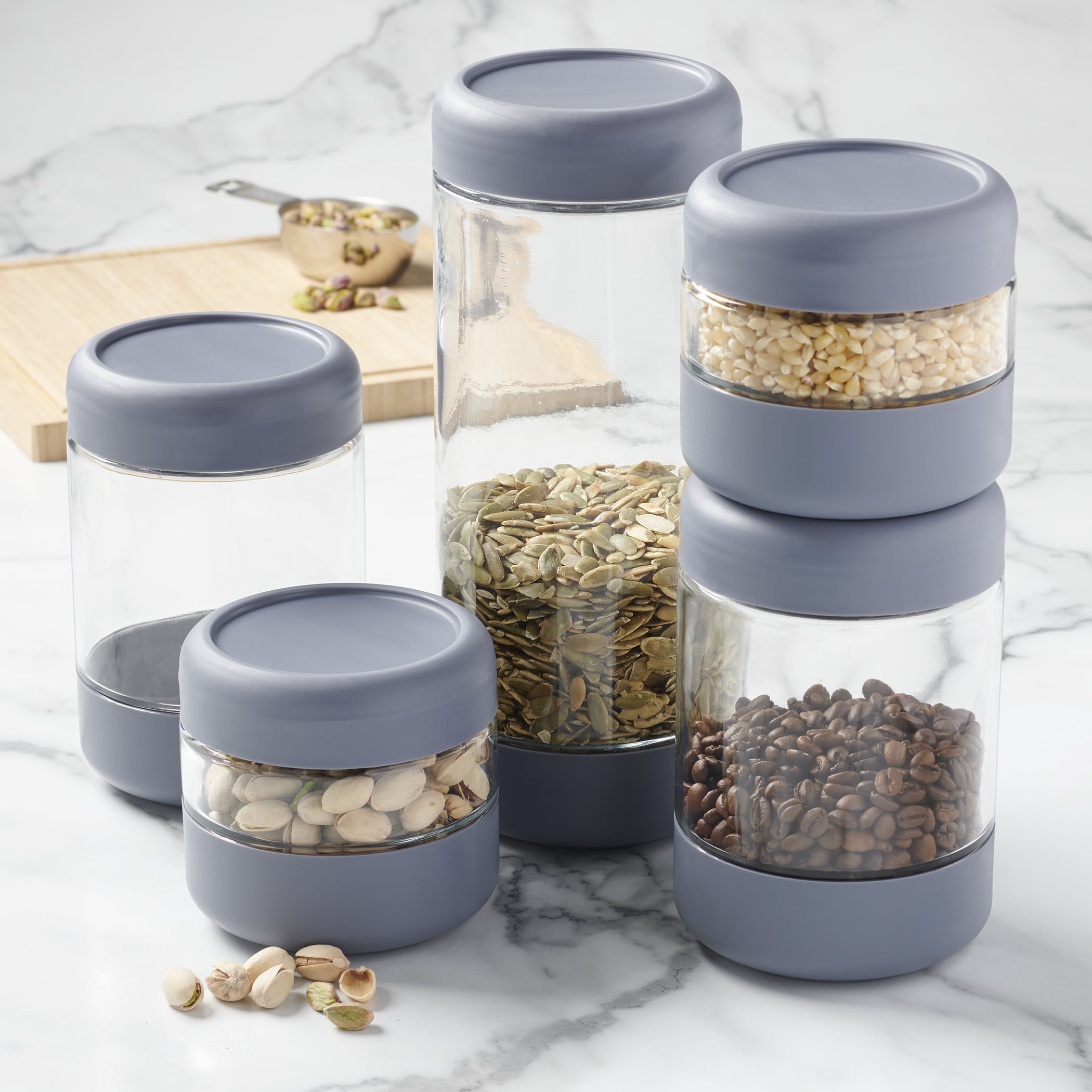 Anchor Hocking SecureLock Revolution Clear Glass Canister Set, 5 Piece Set
