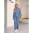 thumbnail image 6 of Cueply Lounge Sets for Women 2 Piece Outfits Sweatsuits Set Long Sleeve Wide Leg Pants with Pockets, 6 of 9