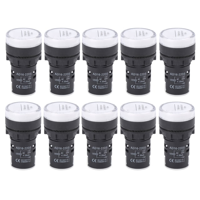 10 piezas AD16-22DS luz de señal LED blanca indicador de alto brillo accesorio de equipo AC220V