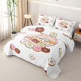 thumbnail image 3 of Manfei Cartoon Cat Donut Twin Quilt Set, Cute Cake Twin Coverlet Set, White Pink, 2-Piece, 1 Bedspread and 1 Pillowcase, 3 of 7