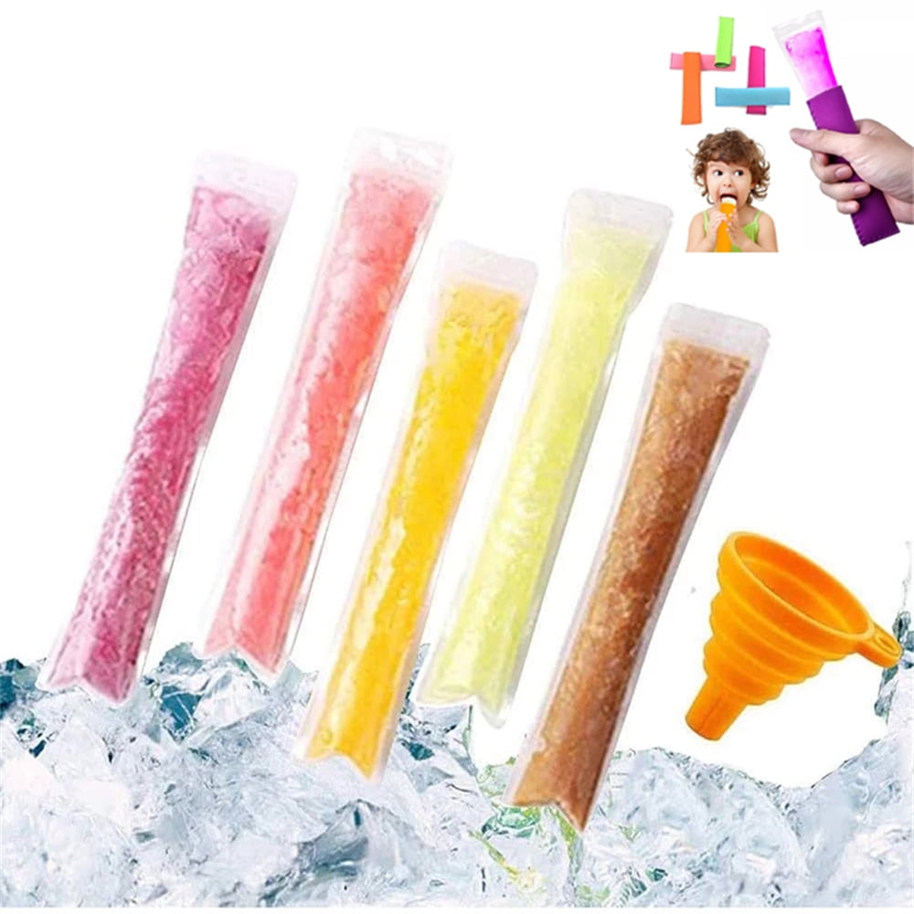 100PCS  Ice Pop Lolly Pouches Seal Freezer Bags Reusable Popsicles Mold Ziplock 