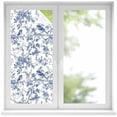 thumbnail image 2 of Blue Botanical Window Privacy Film, Vintage Botanical Birds Static Cling UV Sun Blocking Tint Film Heat Control Windows Films for Bedroom Bathroom, Window Stickers 17.7"x39.3", 2 of 8