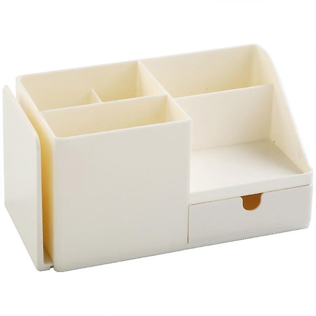 Funda organizadora de maquillaje multifuncional, organizador de papelería con sujetalibros, blanco Feliz Sencillez