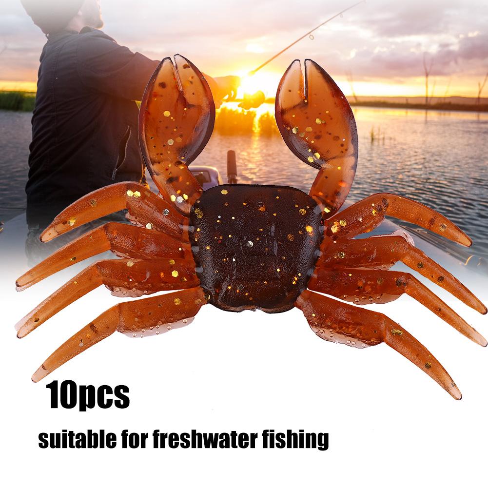 Mgaxyff 10pcs Artificial Plastic Soft Crab Lures Simulation Freshwater