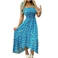 thumbnail image 2 of FcBaudy Robe Sans Manches à Col Rond, Robes d'Été pour Femmes, Robes Femmes Mode Décontractée Florale Plissée à Bretelles Robe Irrégulière Robe Femme, 2 of 6