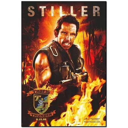 POSTER TROPIC THUNDER - 2008 - Original Movie Poster - Advance Style of Ben Stiller-UNFRAMED