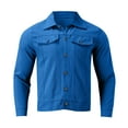 thumbnail image 2 of Fgnfyis Mens Jacket Autumn Winter Casual Solid Color Buttoned Denim Jacket Workwear Style Cardigan Mens Winter Coats Blue XL, 2 of 6