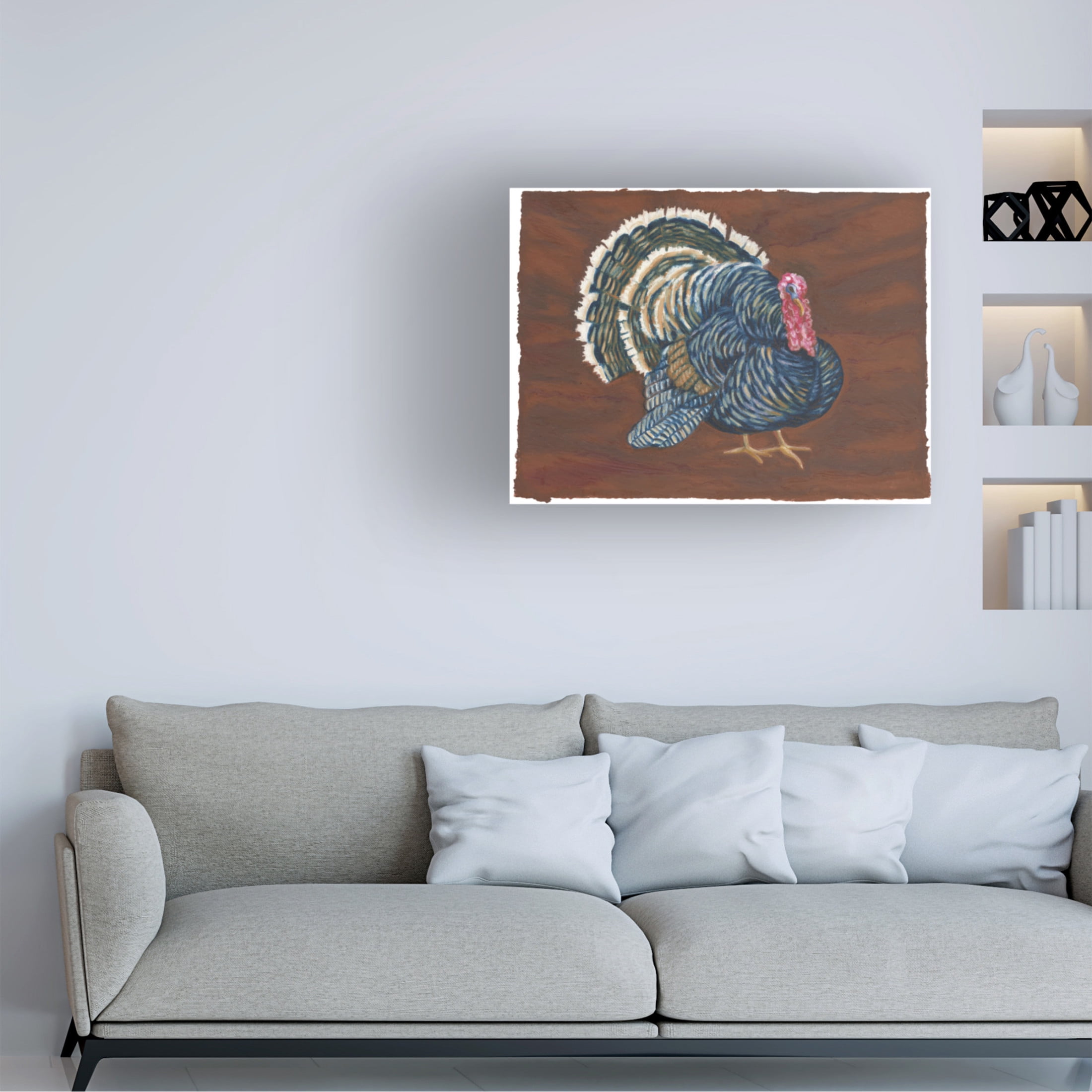 Canvas Wall Art - Andrea Strongwater 'Game Birds Turkey' Wall Art for Living Room, Bedroom, or Office Décor by Trademark Fine Art - 47 x 35 Inches