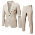 thumbnail image 4 of HBYJLZYG Men's Summer Lightweight Suit Set 2 Piece Blazer and Trousers, Business Casual Formal Wedding Outfit, Slim Fit Long Sleeve Jacket Pants, 4 of 9