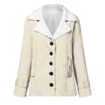 thumbnail image 4 of LYXSSBYX Winter Coats for Women 2023 Trendy Women's Fashion Long Sleeve Pocket Plush Button Coat, 4 of 5