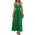 thumbnail image 1 of Vestido largo CUPSHE con cuello en V retorcido, sin mangas, rayón verde, 1 of 6