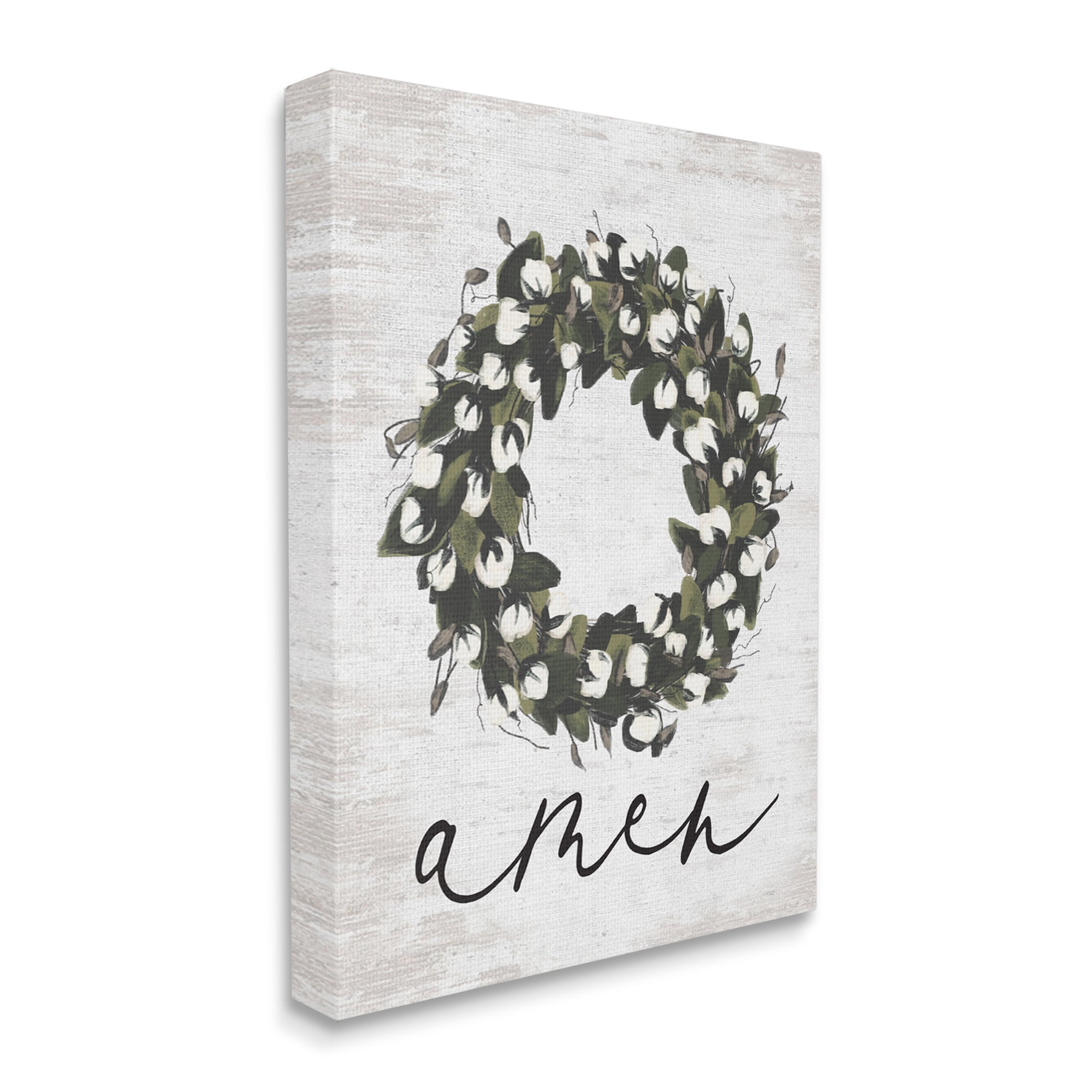 Stupell Industries Amen Country Wreath Botanical & Floral Painting Gallery Wrapped Canvas Print Wall Art, 30 x 40