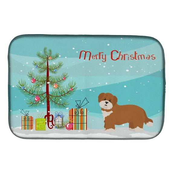Shorkie 2 Christmas Tree Dish Drying Mat