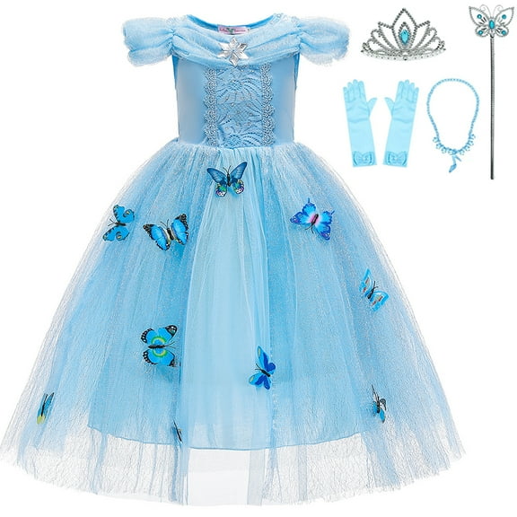 Cinderella Butterfly Princess Dress Costume Halloween Birthady Party Cosplay for Girls