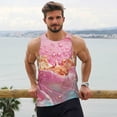 thumbnail image 6 of Gukieu Abstract Pink Gold Splash Print Men's Quick Dry Fitness Vest, Round Neck Sleeveless Fitness Bodybuilding Top-Medium, 6 of 7