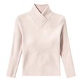 thumbnail image 4 of Vinsonshop Women's Thermal Underwear Tops Long Sleeve Overlap Mock Neck Fleece Lined Slim Fit Base Layer Winter Warm Casual Fall Clothes Light Pink XL, 4 of 6