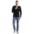 thumbnail image 3 of SPEEDRUN Men's Long Sleeve Henley Shirts Button Placket Leisure Casual Shirt Basic T-Shirt Stand-Up Collar Summer Henley Shirt Black XL, 3 of 9