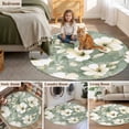 thumbnail image 6 of Vintage Blooming Round Area&nbsp;Rug 5ft White Floral Watercolor Sage Green Oil Paint Non-Slip&nbsp;Washable Circle Rugs Soft Felt Indoor Floor Mat for Bedroom Kitchen Living Room Bathroom, 6 of 9