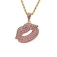 thumbnail image 4 of Collar de con colgante de labio caliente chapado en dieciocho , circonita cúbica, joyería colgante de Navidad, gargantilla de Navidad, dorado Salvador Collar largo colgante, 4 of 10