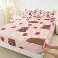 thumbnail image 3 of Castle Fairy Kawaii Capybara Twin Sheet Sets 3pcs for Kids Children,Cartoon Animal Twin Fitted Sheet Microfiber,Red Strawberry Flowers Breathable Flat Sheet,Super Cozy Room Decor, 3 of 7