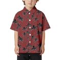 thumbnail image 1 of XASZHN Chemise de Plage pour Enfants, Confortable, Tendance, Commerce Extérieur, Col Boutonné, Manches Courtes, Rouge 3-4 Ans, 1 of 4