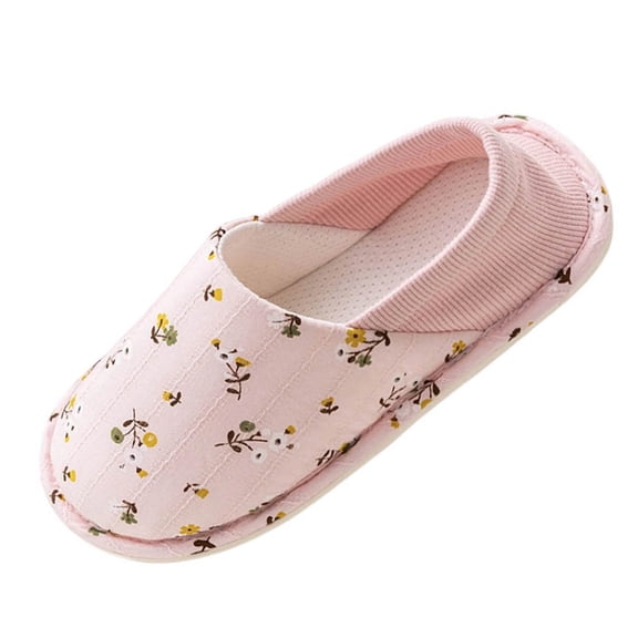 Memory Foam Slipper Flats for Women Winter Warm Thin Soft Confinement Shoes Soft Sole Maternity House Slippers Comfort Lightweight Pink 7-7.5