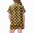 thumbnail image 4 of CAUYDY Girls Halloween Silk Pajama Set Print Short Sleeve Button Up Shirt and Shorts Holiday 2 Pcs Sets,2-3 Y, 4 of 5