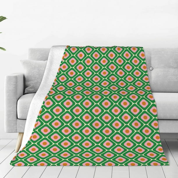 Fotbe 60s and 70s Style Manta de Franela Acolchonada con Estampado, Súper Suave y Esponjosa, Extra Grande para Sofá, Cama, Uso Todo el Año-60"x50"
