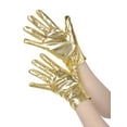 thumbnail image 4 of INSPIRE CHIC Women's Metallic Shiny Shimmer Full Finger Wrist Length Gloves for Party Costume 1 Pair One Size Gold, 4 of 6