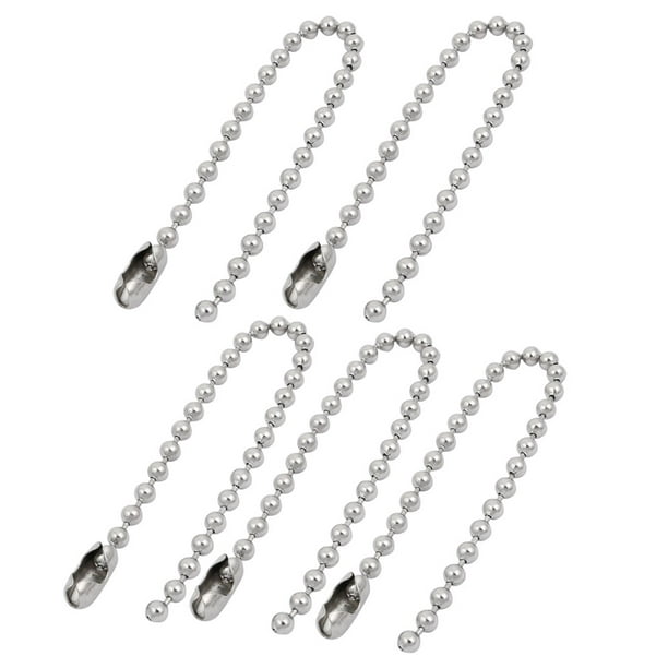 5pcs 4mm Dia 304 en Acier Inoxydable Perles Boule Porte-Clés 15cm Longueur Ton Argent