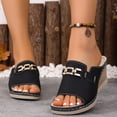 thumbnail image 2 of Rokment Orthopedic Wedges Slip on Dressy Sandals for Women Ladies 2026 Summer Trendy Casual Leather Arch Support Platform Heeled Dress Slides Business Office Work Black Size 6, 2 of 6