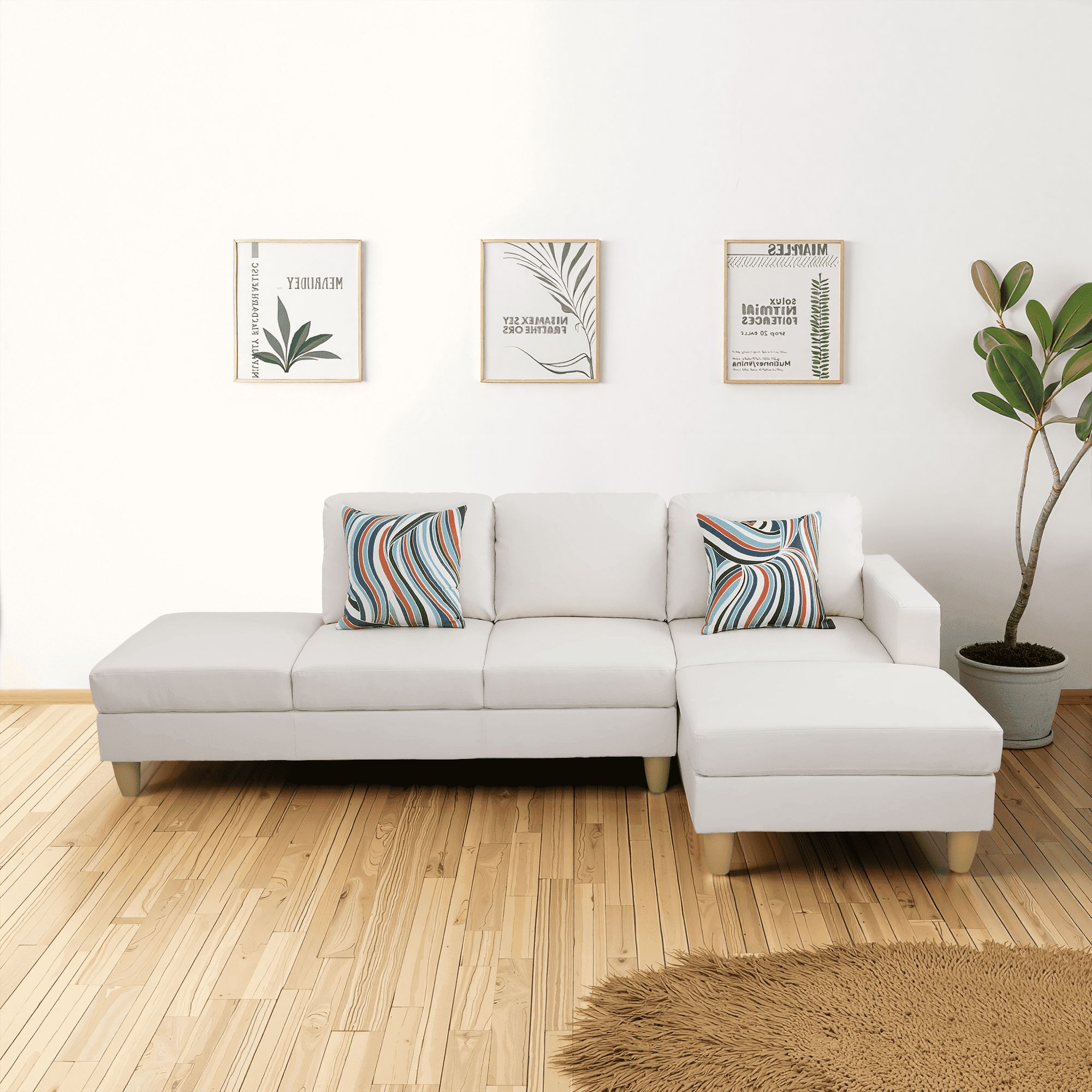 MAYEERTY Superior White Semi-PU Modern Adult Couch - Living Room Sofa Set